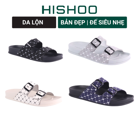 Dép quai ngang 2 khoá Monogram HISHOO D129