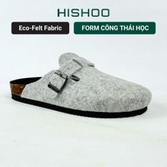 Dép đế trấu sục Boston quai ngang vải dạ HISHOO R109