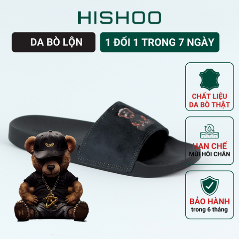 Dép quai ngang da bò lộn Gấu Sáu Bảnh HISHOO U113