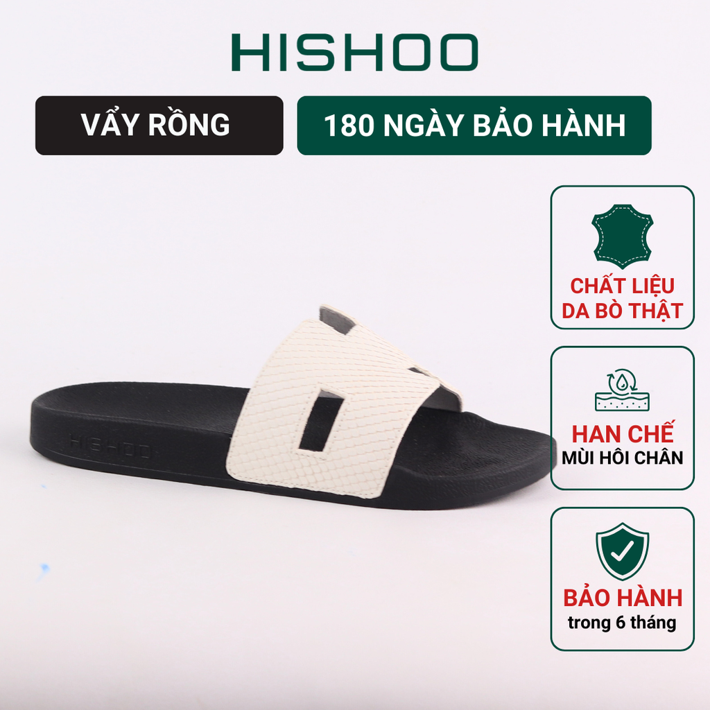 Dép quai ngang Da Vẩy Rồng CHỮ H HISHOO U114