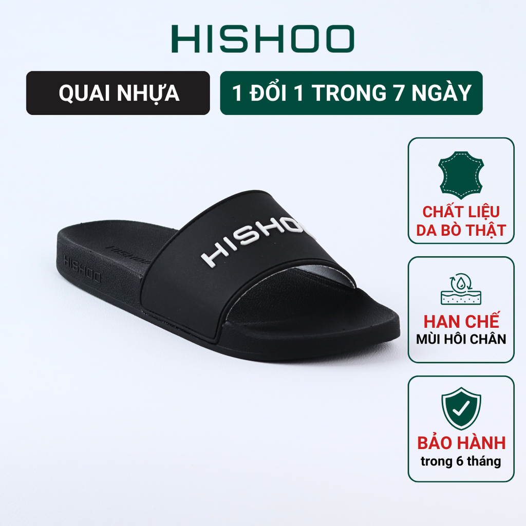 Dép quai ngang quai nhựa Đen HISHOO N112