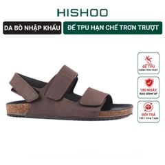 Dép đế trấu Sandal birken quai ngang da bò HISHOO M110
