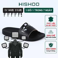 Dép quai ngang da bò In Hình Big TV Man HISHOO U113
