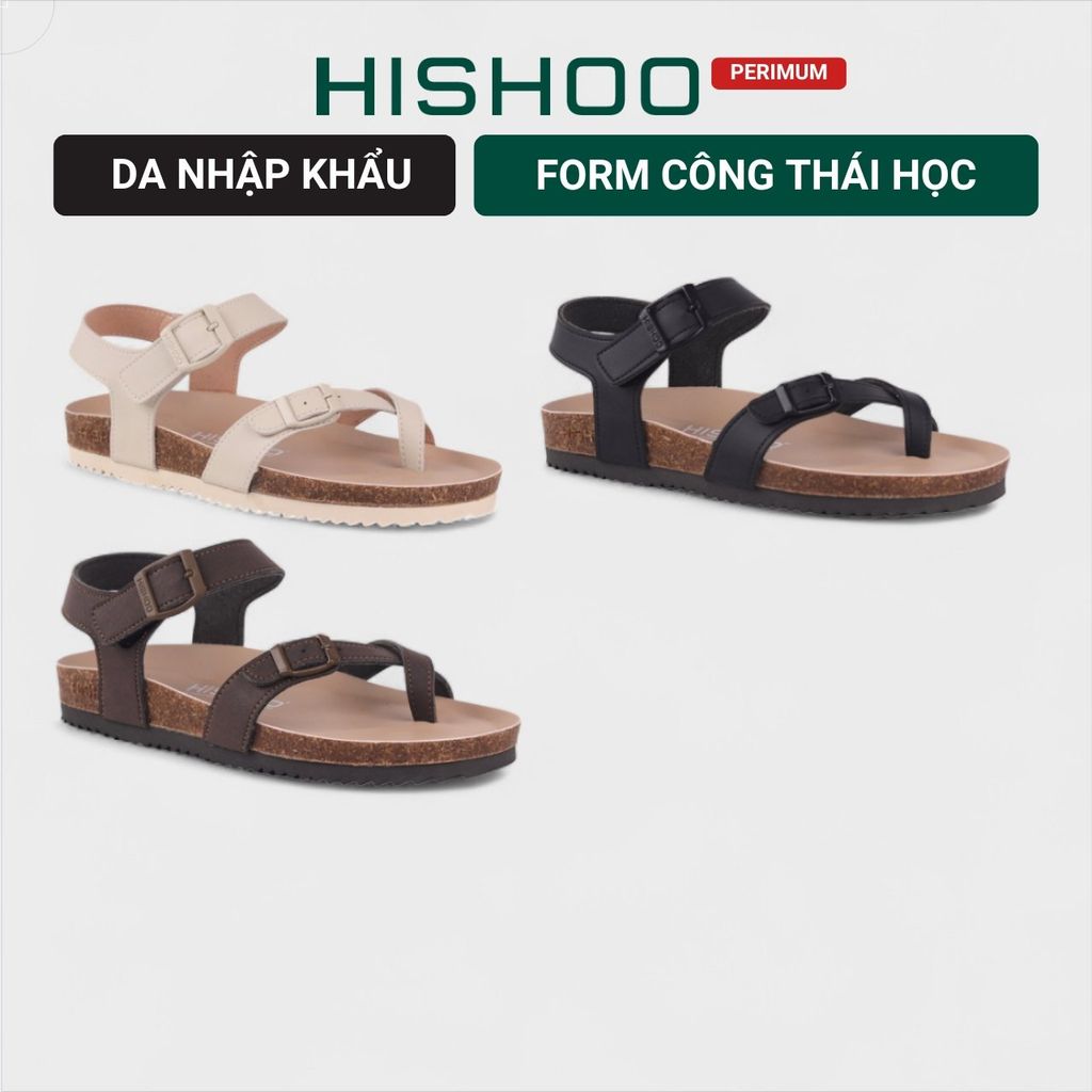 Dép đế trấu birken sandal quai ngang xỏ ngón premium HISHOO B118