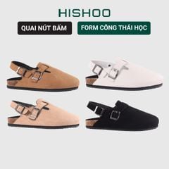 Dép đế trấu Sandal sục Boston Sandal quai ngang da lộn HISHOO R111
