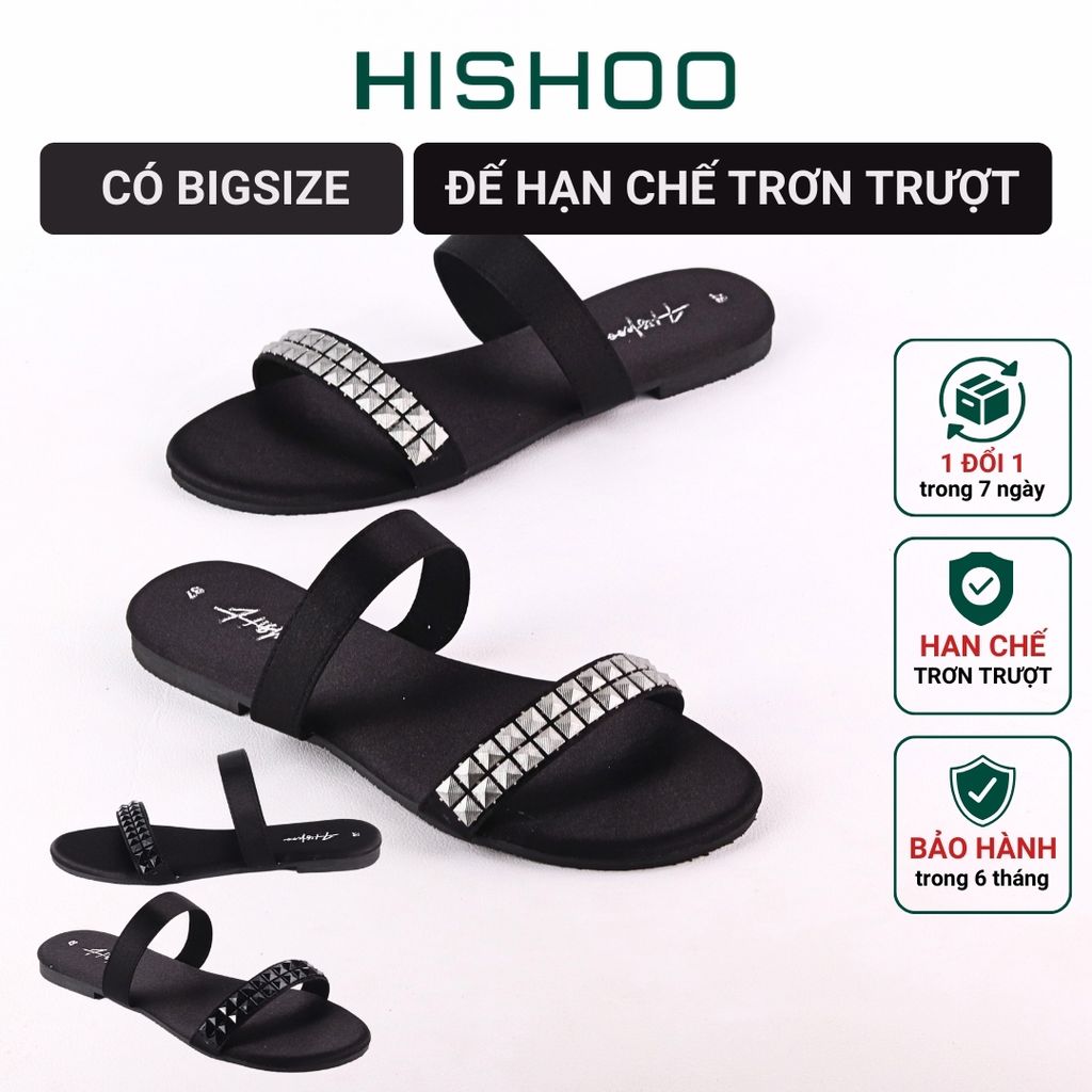 Dép Lê Nữ Đế Bệt Quai Ngang Đính đá 1 quai có Bigsize HISHOO S134