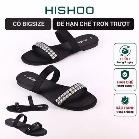 Dép Lê Nữ Đế Bệt Quai Ngang Đính đá 1 quai có Bigsize HISHOO S134