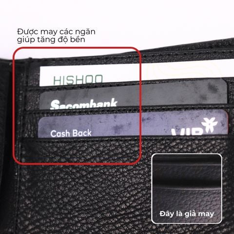 Ví Da Ngang Da [Nhập Khẩu Đen] Nam Nữ Đựng Thẻ Alpha Da Bò Phụ Kiện Hishoo V005