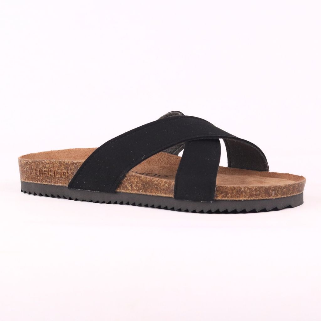 Dép đế trấu birken bé trai bé gái quai ngang chéo da lộn premium HISHOO H096