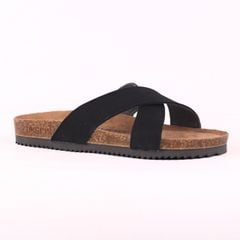 Dép đế trấu birken bé trai bé gái quai ngang chéo da lộn premium HISHOO H096