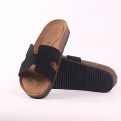 Dép đế trấu birken bé trai bé gái Chữ H da lộn premium HISHOO H095