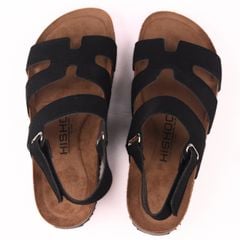 Dép đế trấu birken bé trai bé gái sandal Chữ H da lộn premium HISHOO H115