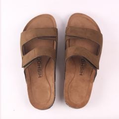 Dép đế trấu birken bé trai bé gái quai ngang xé dán da lộn premium HISHOO H105