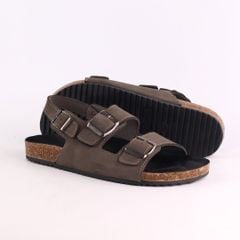 Dép đế trấu Sandal birken quai ngang 2 khoá da bò HISHOO M102