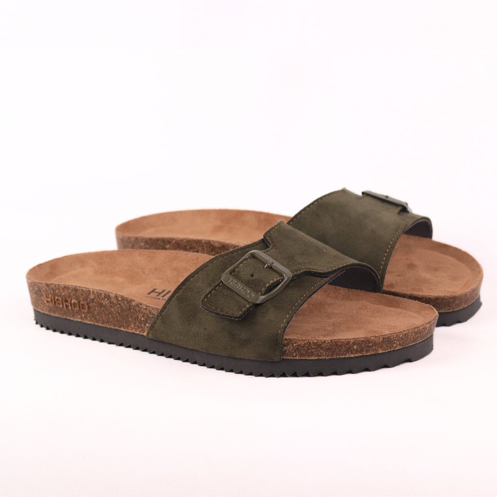 Dép đế trấu birken 1 khoá da lộn premium HISHOO H113
