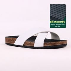 Dép đế trấu birken quai ngang chéo MẶT ĐEN HISHOO S096