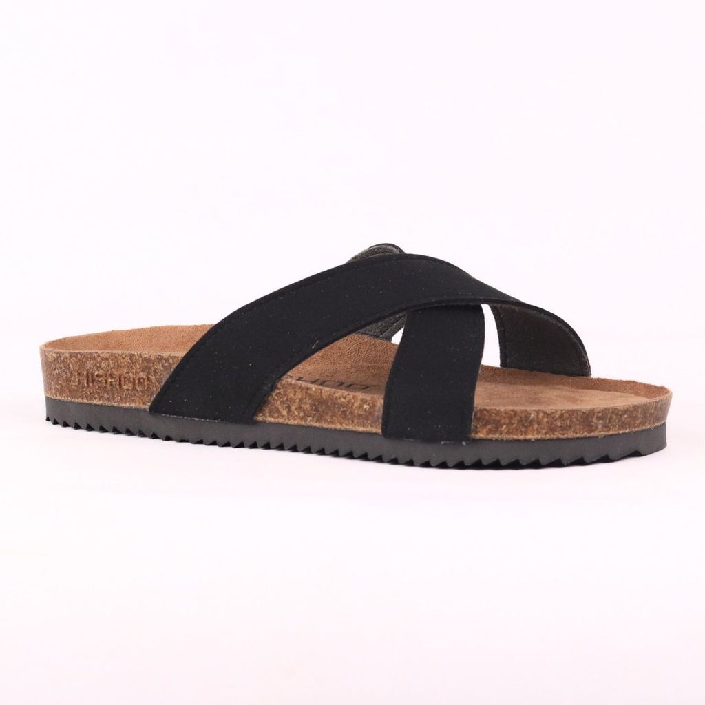Dép đế trấu birken quai ngang chéo da lộn premium HISHOO H096