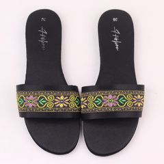 Dép Lê Nữ Quai Ngang Phối Thổ Cẩm Có Bigsize Hishoo S079