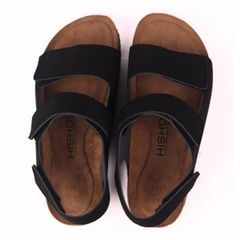 Dép đế trấu birken quai ngang sandal xé dán da lộn premium HISHOO H110