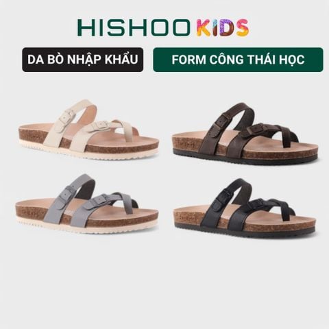 Dép đế trấu birken bé trai bé gái  xỏ ngón premium HISHOO B098
