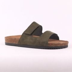 Dép đế trấu birken quai ngang xé dán da lộn premium HISHOO H105