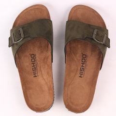 Dép đế trấu birken 1 khoá da lộn premium HISHOO H113