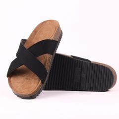Dép đế trấu birken quai ngang chéo da lộn premium HISHOO H096