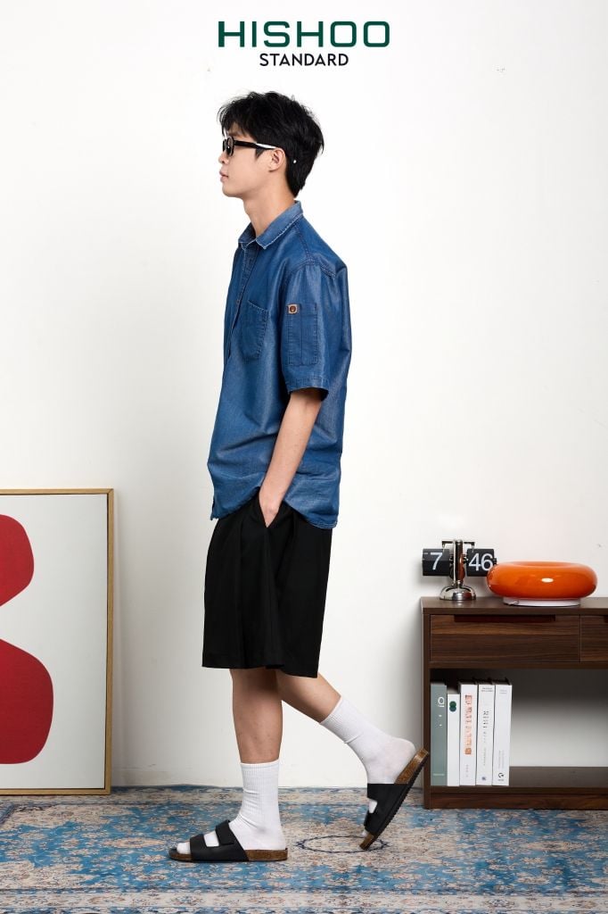 Dép đế trấu birken quai ngang xé dán MẶT ĐEN HISHOO S105