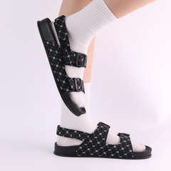 Giày Đi Học Sandal 2 khoá Monogram HISHOO D132