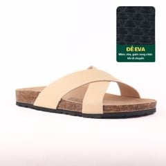 Dép đế trấu birken quai ngang chéo MẶT ĐEN HISHOO S096