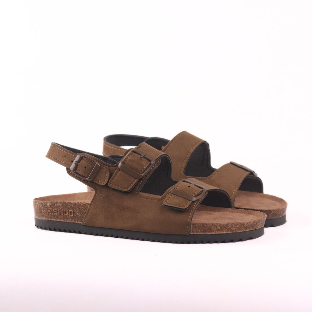 Dép đế trấu sandal birken quai ngang 2 khoá premium HISHOO H102