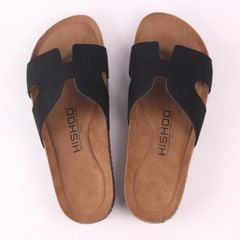 Dép đế trấu birken bé trai bé gái Chữ H da lộn premium HISHOO H095