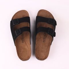 Dép đế trấu birken bé trai bé gái 2 khoá da lộn premium HISHOO H093