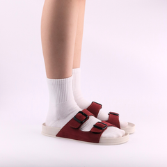 Dép quai ngang Da Nubuck 2 Khoá HISHOO D111