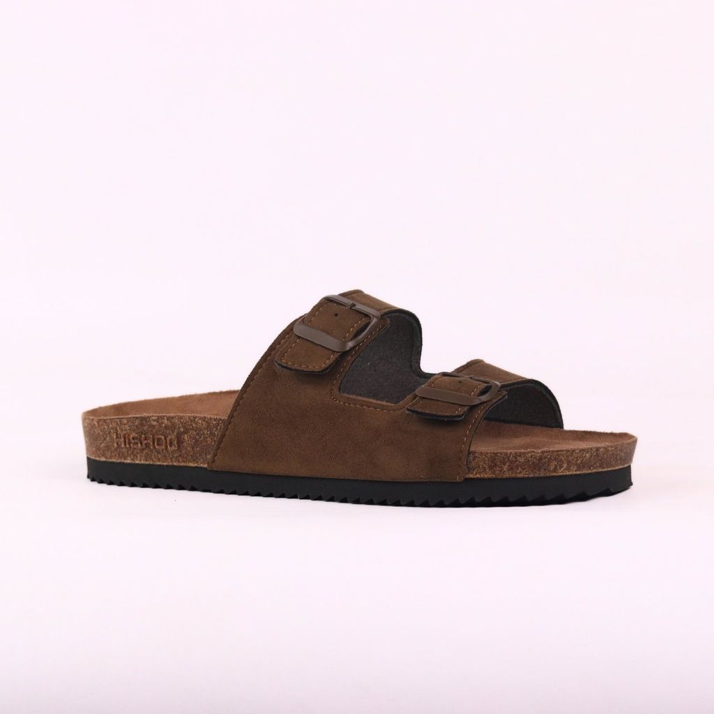Dép đế trấu birken bé trai bé gái 2 khoá da lộn premium HISHOO H093