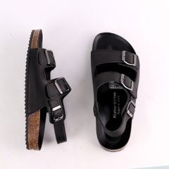 Dép đế trấu Sandal birken quai ngang 2 khoá da bò HISHOO M102