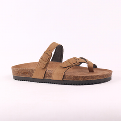 Dép đế trấu birken quai ngang xỏ ngón da lộn premium HISHOO H098