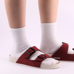 Dép quai ngang Da Nubuck 2 Khoá HISHOO D111
