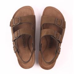 Dép đế trấu sandal birken quai ngang 2 khoá premium HISHOO H102