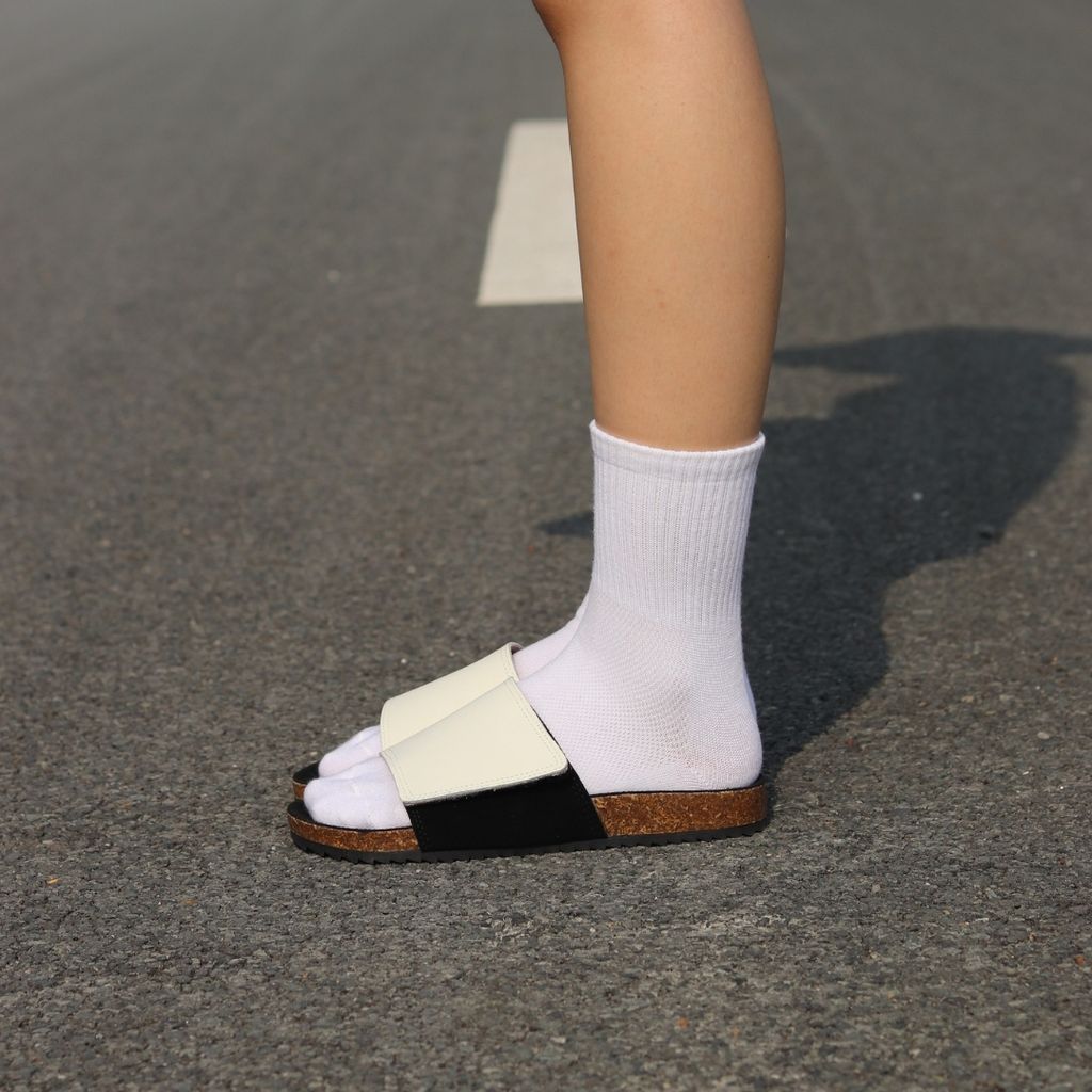 Dép đế trấu birken quai ngang Xé Dán da lộn HISHOO R103