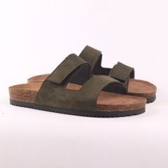 Dép đế trấu birken bé trai bé gái quai ngang xé dán da lộn premium HISHOO H105