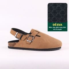 Dép đế trấu Sandal sục Boston Sandal quai ngang da lộn HISHOO R111