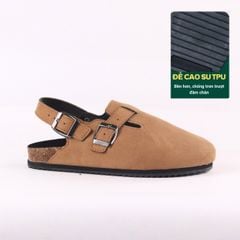 Dép đế trấu Sandal sục Boston Sandal quai ngang da lộn HISHOO R111
