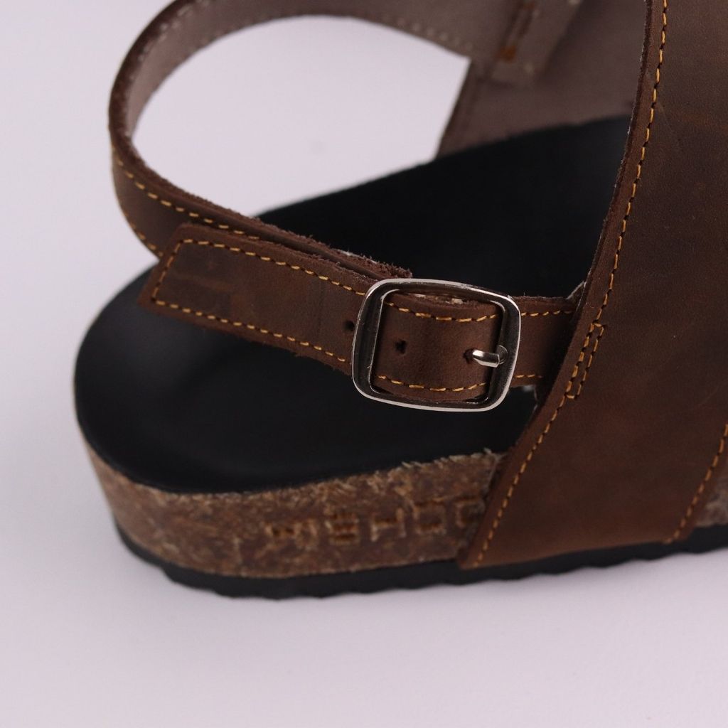 Dép đế trấu Sandal birken quai ngang da bò HISHOO M050