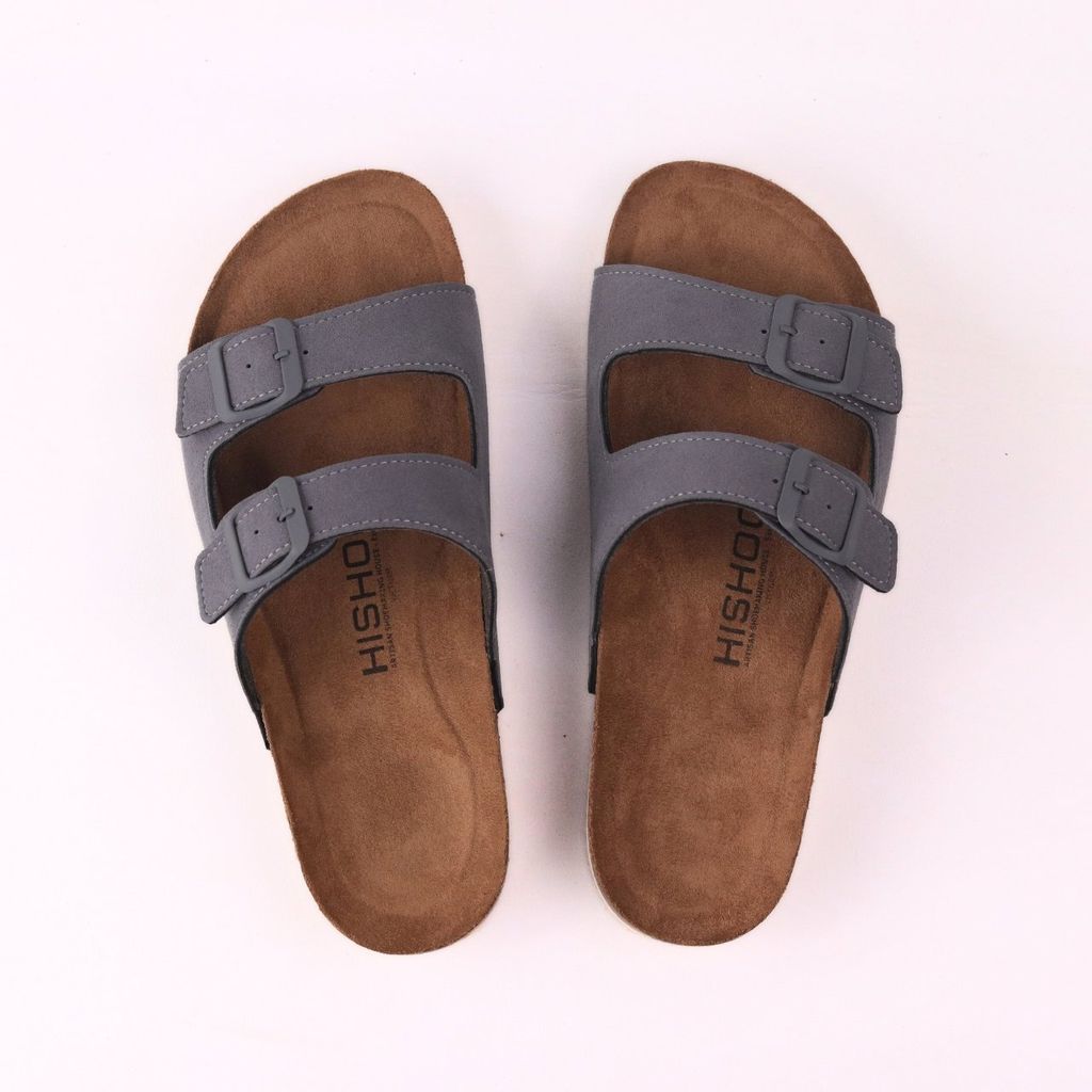Dép đế trấu birken bé trai bé gái 2 khoá da lộn premium HISHOO H093
