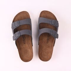 Dép đế trấu birken bé trai bé gái 2 khoá da lộn premium HISHOO H093