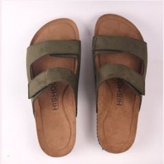 Dép đế trấu birken quai ngang xé dán da lộn premium HISHOO H105