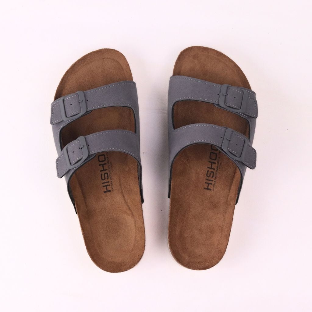 Dép đế trấu birken 2 khoá da lộn premium HISHOO H093