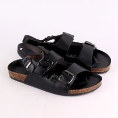 Dép đế trấu Sandal birken quai ngang 2 khoá da bò HISHOO M102