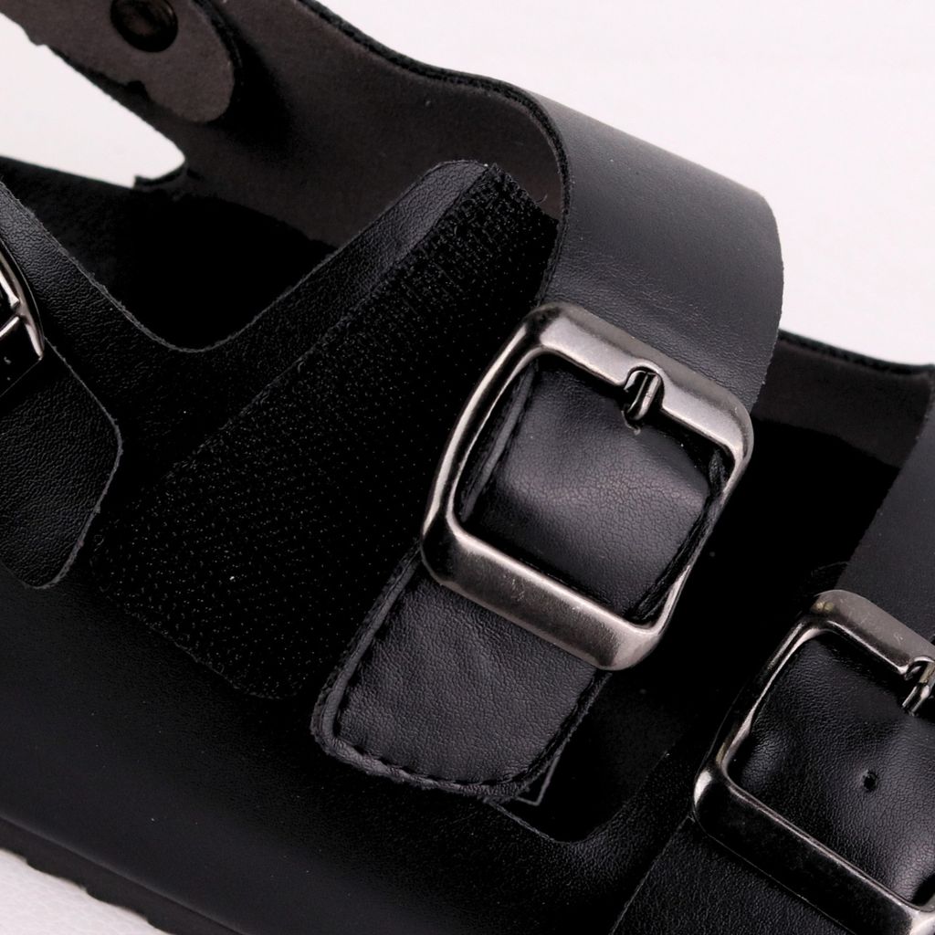 Dép đế trấu Sandal birken quai ngang 2 khoá da bò HISHOO M102